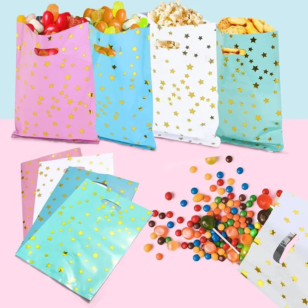 40PCS Party Favor Bags for Kids, Adults - Plastic Birthday Goodie Bags W/ Stars
